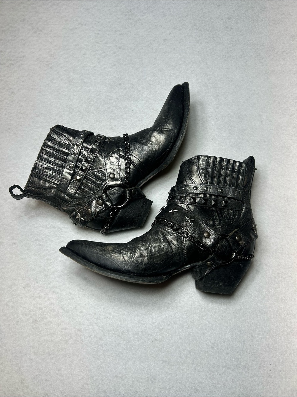 Corral Black Studded chain Western Ankle Boots